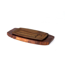 Сковорода чавунна прямокутна на дерев'яній підставці 205*125 мм серія ProCooking PEM_1709