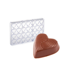 Форма для шоколадних цукерок праліне Сердце з хвилястим декором 28 шт по 7 г Martellato Італія MA1513
