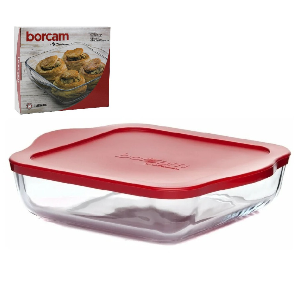 Форма для запікання з кришкою Borcam 25х22х6см скляна Pasabahce 59034кр