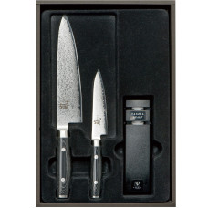 Набор японских ножей и точилки подарочный дамасская сталь серия RAN 36000-003 Япония Yaxell