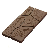 Полікарбонатна форма для шоколадної плитки Листя і Какао боби 6 штук по 30г Chocolate World Бельгія 0808 CF_FD