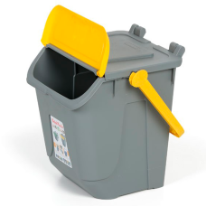 Контейнер для сміття  370х370 h410 мм, 25 л (сірий) з жовтою кришкою та ручкою 11/25GRB-GIA Італія Mobil Plastic