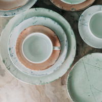 Тарелка круглая 21 см серия "Isabelle" декор "Stone Green" Чехия
