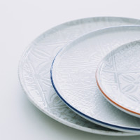 Тарелка круглая 29 см серия "Optimo" декор "Mosaic Relief Blue Rim" Чехия