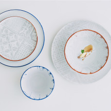 Тарелка круглая 20 см серия "Optimo" декор "Mosaic Relief Blue Rim" Чехия