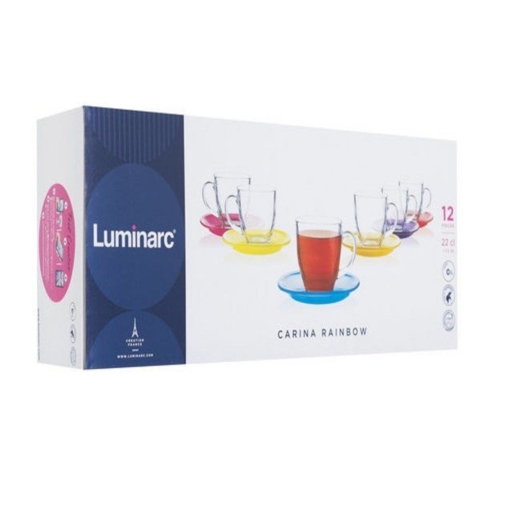 Сервіз чайний Carina Rainbow 12 предметів Luminarc N4217 скло