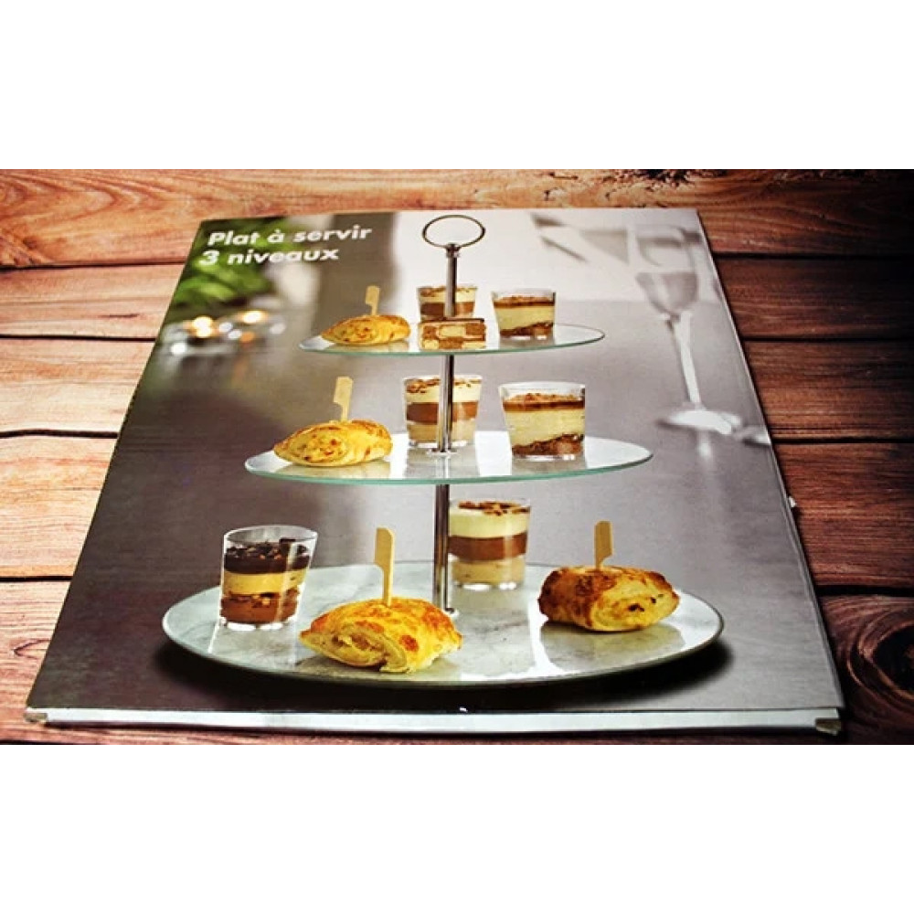 Трехъярусная тортовница-этажерка для десертов 30*25*20см HVIP 6853