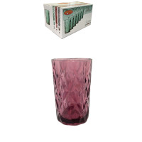 Набор стаканов из цветного стекла "Рубин" 350мл 6шт HVIP 6451