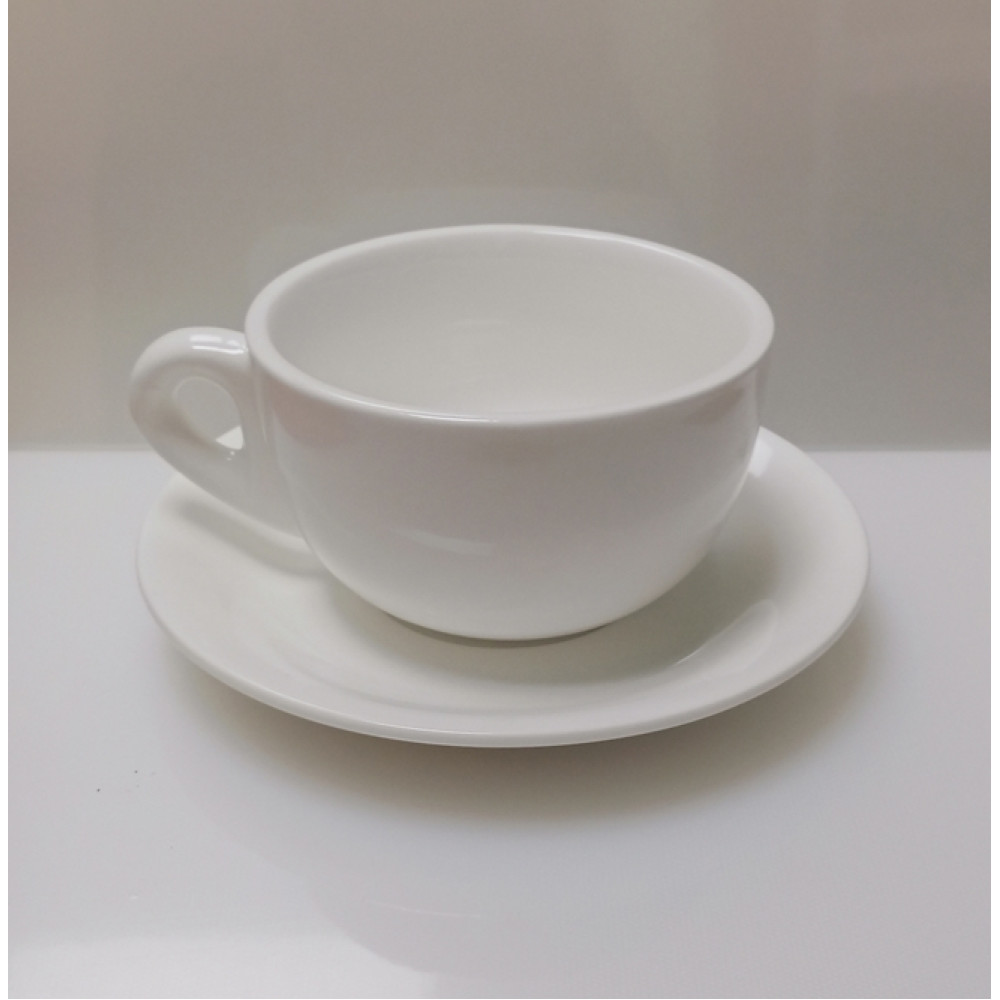 Чашка Extra white 370мл с блюдцем фарфор HVIP W288