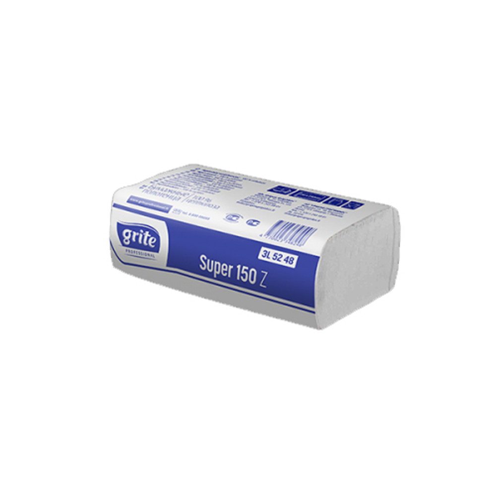 Grite 3L5248 Рушник паперовий білий 2 шари целюлоза ZZ складення 150 шт/уп 210х240 мм Super Z