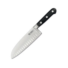 Нож Сантока, лезвие грантон, 18 см, Ambrogio Sanelli, Chef, черный, C350.018
