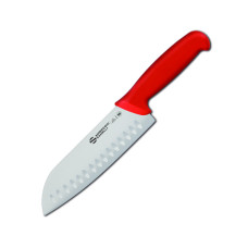Нож Сантока, лезвие грантон, 18 см, Ambrogio Sanelli, Supra, красный, S350.018R
