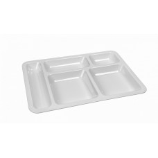 Блюдо для подачи из поликарбоната 5 секций белое 40х28 см