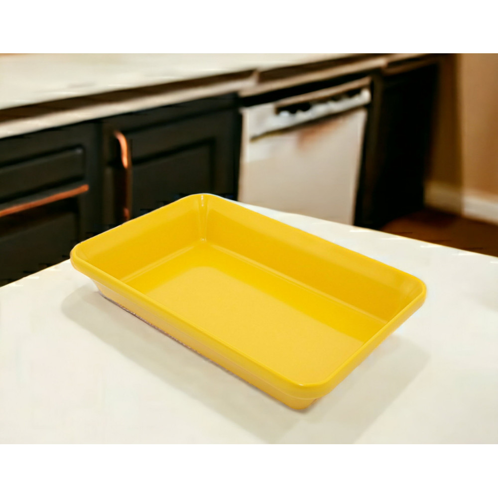 Блюдо из меламина для подачи продуктов 30x19,5x5,5 см желтое.