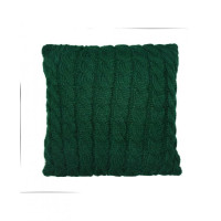 Декоративная вязаная подушка Косы зеленая ТМ ПРОВАНС