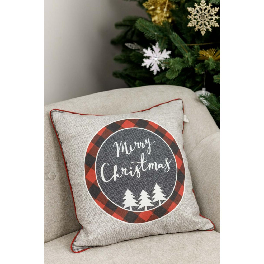 Наволочка декоративна Merry Christmas сіра ТМ ПРОВАНС