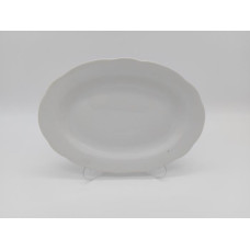 Блюдо овальное керамическое белое сервировочное Тарелка для рыбы с волнистым краем Белая гладь 25,5 * 18,5 cm