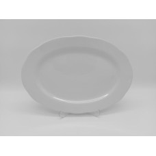 Блюдо овальное керамическое большое белое Тарелка для рыбы с волнистым краем Белая гладь 34 * 24,5 cm
