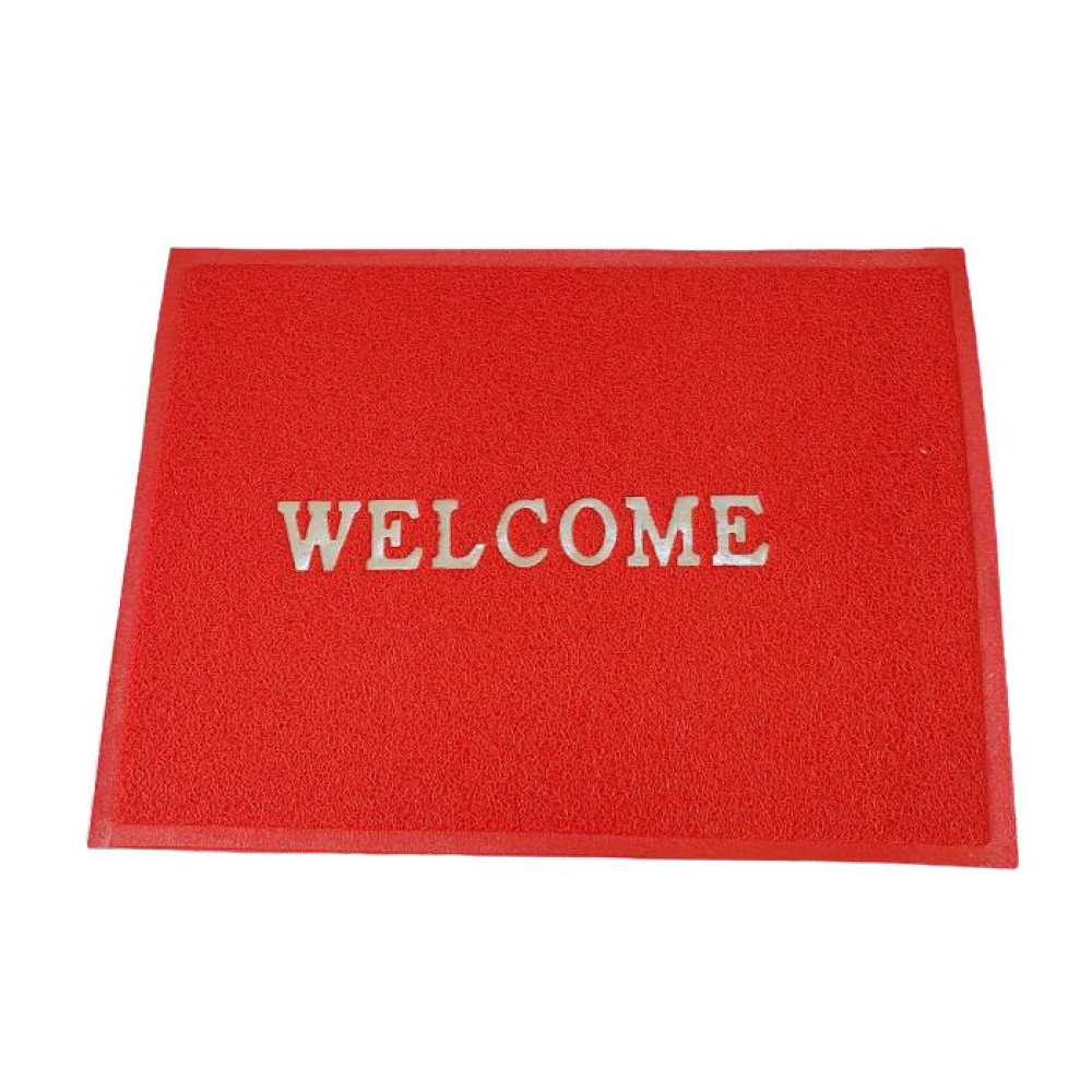 Килимок прямокутний для вулиці Килимок під двері в коридор для взуття Welcome червоний 78*58 cm