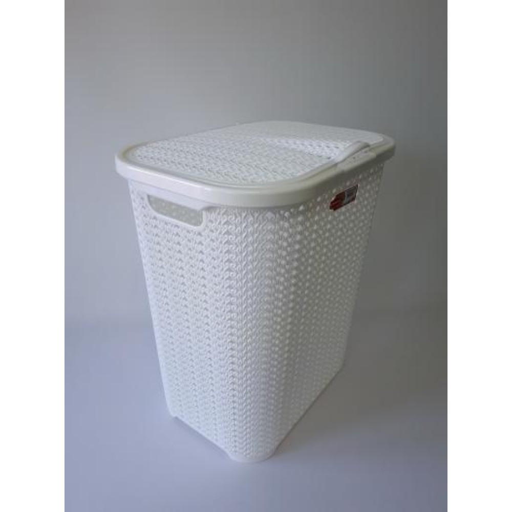 Кошик бак з кришкою для брудної білизни великий пластиковий 4620 Senyayla Plastik 46*33 cm H 52 cm 55 літрів