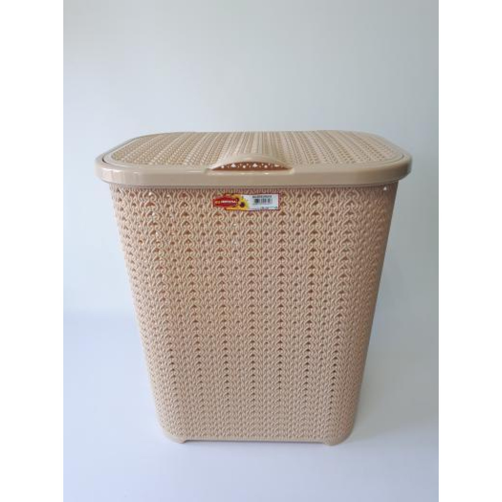 Кошик бак з кришкою для брудної білизни великий пластиковий 4620 Senyayla Plastik 46*33 cm H 52 cm 55 літрів