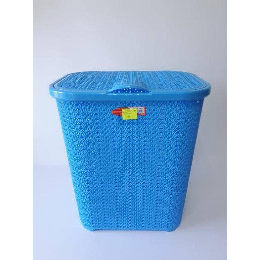 Кошик бак з кришкою для брудної білизни великий пластиковий 4620 Senyayla Plastik 46*33 cm H 52 cm 55 літрів