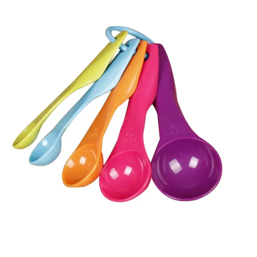 Набор мерных ложек пластиковых цветных 5 штук Мерные ложечки