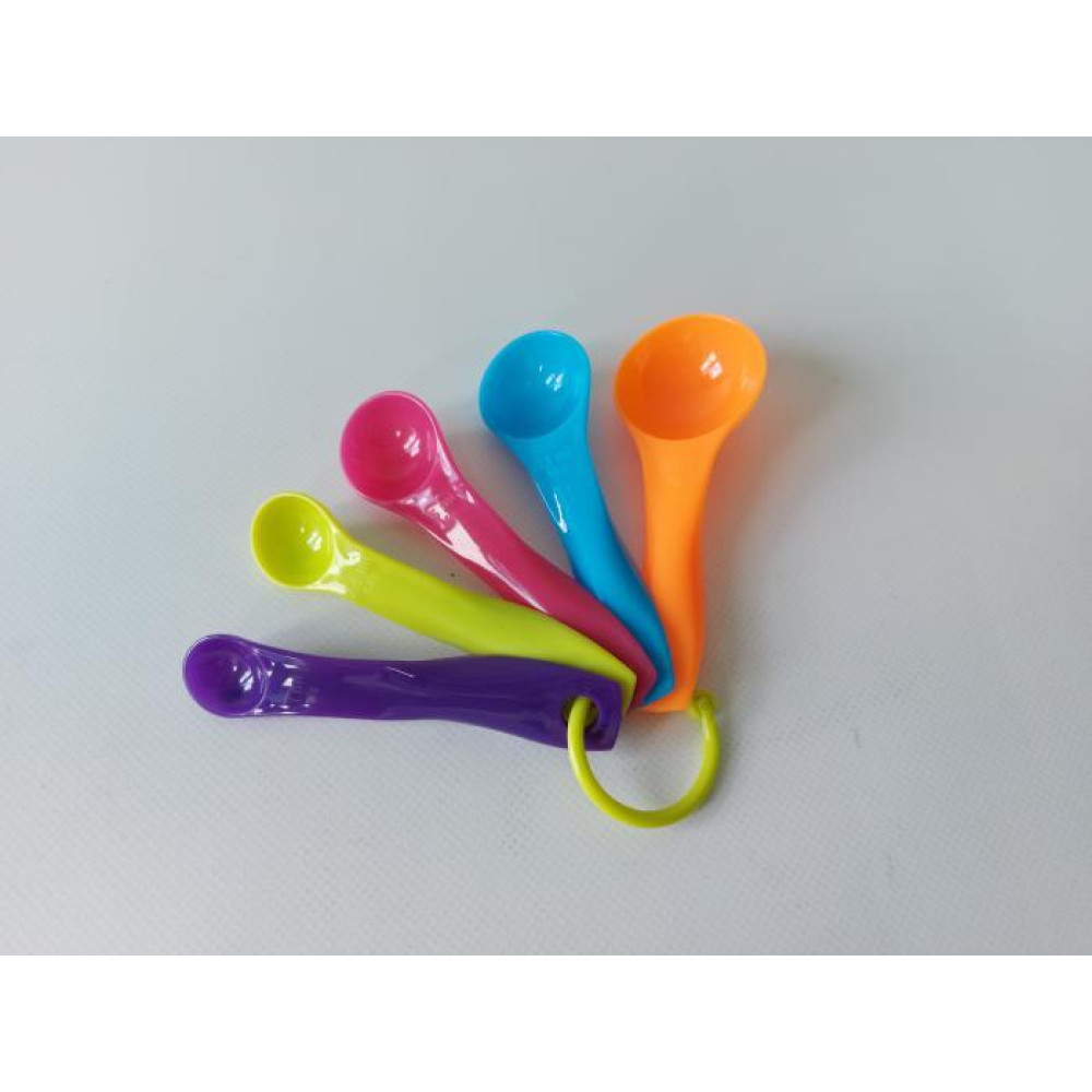 Набор мерных ложек пластиковых цветных 5 штук Мерные ложечки