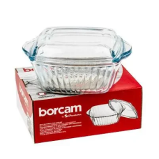 Ємність жароміцна для випічки в духовці з кришкою 59039 Borcam Форма для запікання зі скла 25*22*6 см 1 л