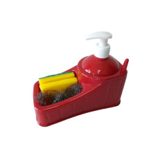 Диспенсер дозатор для миючого засобу та рідкого мила пластиковий з підставкою для губки на кухню або у ванну