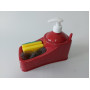 Диспенсер дозатор для моющего средства и жидкого мыла пластиковый с подставкой для губки на кухню или в ванную