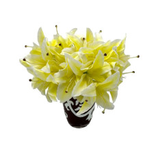 Гілка лілії штучна жовта для декору Квіти для декорування L 28 cm D 14 cm