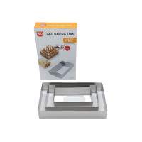 Металлическая кондитерская форма для выпечки и сборки тортов в наборе 3 штуки Прямоугольник H 4,5 cm