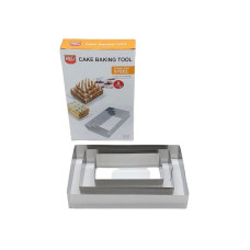 Металлическая кондитерская форма для выпечки и сборки тортов в наборе 3 штуки Прямоугольник H 4,5 cm