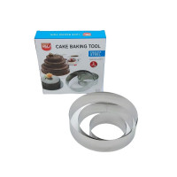 Металлическая кондитерская форма для выпечки и сборки тортов в наборе 3 штуки Кольцо D 20/15/10 cm H 4,5 cm