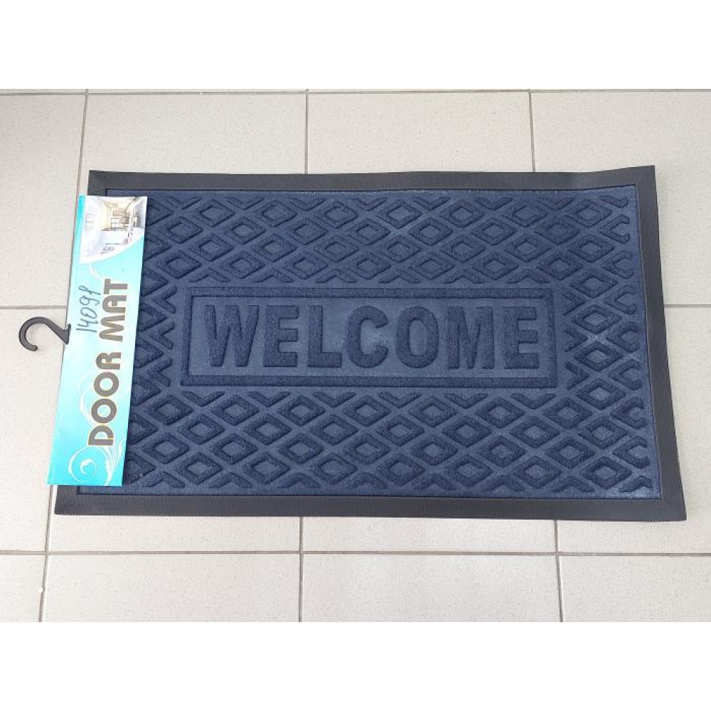 Килимок прямокутний для вулиці Килимок під двері в коридор для взуття Welcome синій 75*45 cm