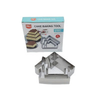 Металлическая кондитерская форма для выпечки и сборки тортов в наборе 3 штуки Домик H 4,5 cm