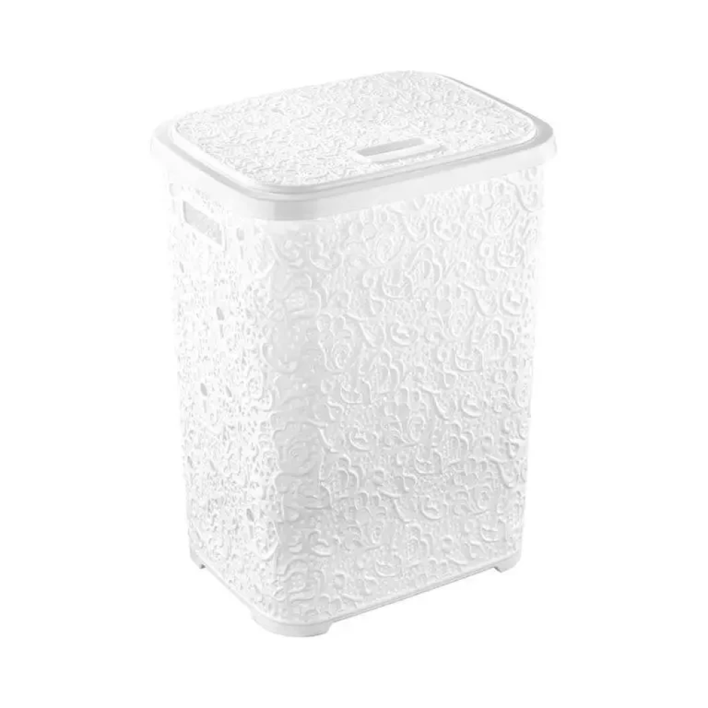 Кошик бак з кришкою для брудної білизни великий пластиковий Ажур 322 Elif Plastik 45*34 cm H 57 cm 67 літрів