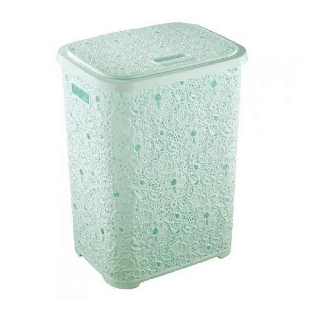 Кошик бак з кришкою для брудної білизни великий пластиковий Ажур 322 Elif Plastik 45*34 cm H 57 cm 67 літрів