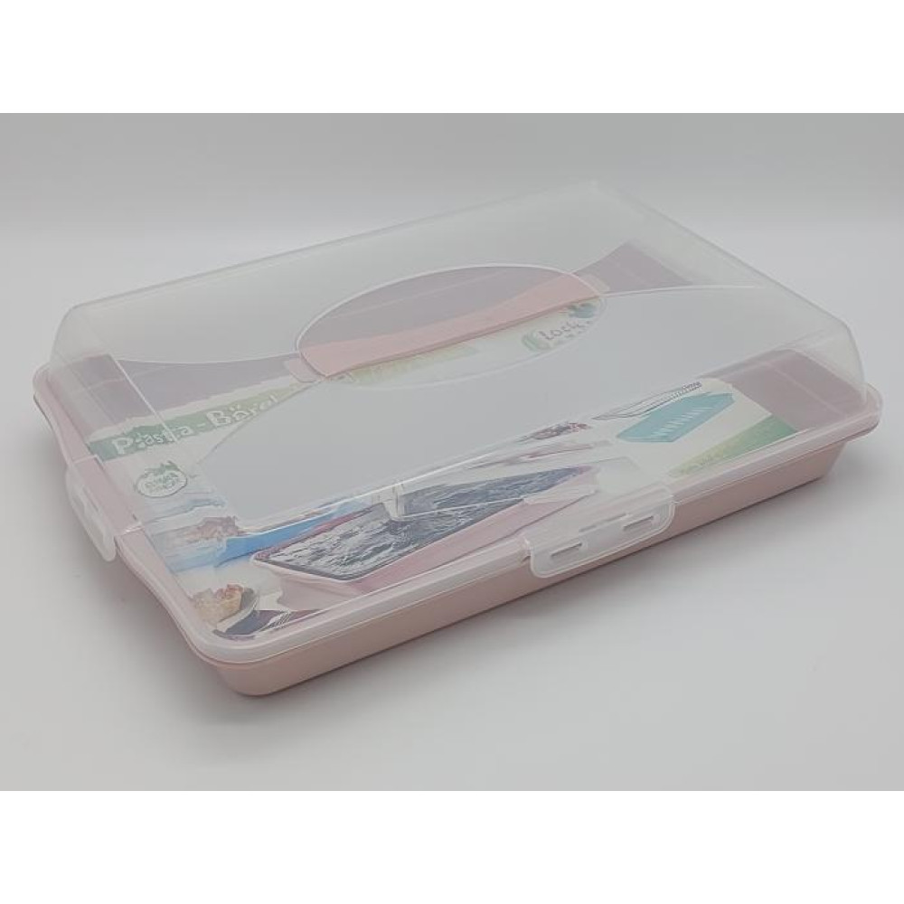 Тортовница прямоугольная Dunya Plastik ТР-378 с прозрачной крышкой на защелках пластиковая 40*28 cm H 10 cm