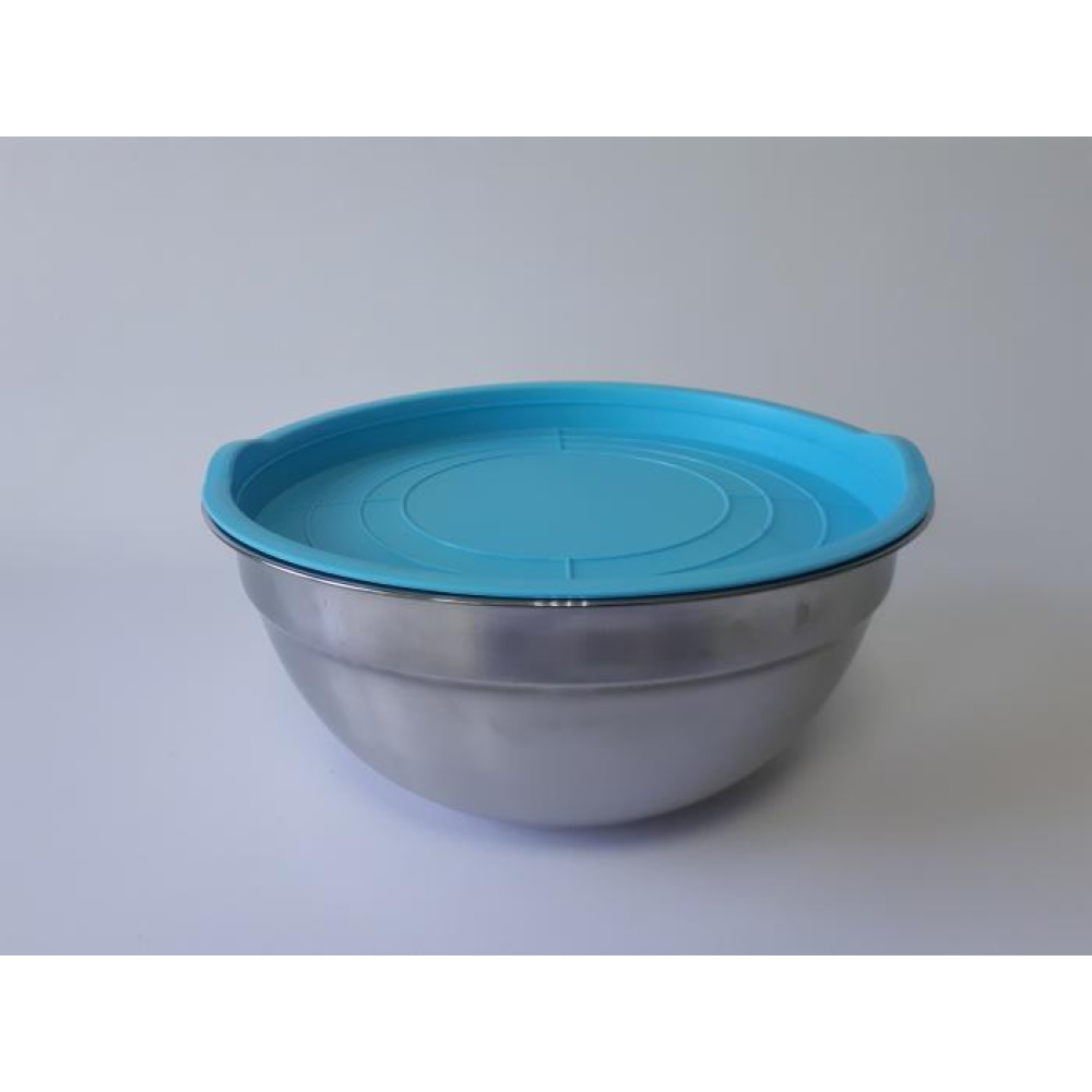 Миска кухонная из нержавеющей стали глубокая с крышкой D 28 cm H 12,5 cm 5 литра для столовой Нержавейка
