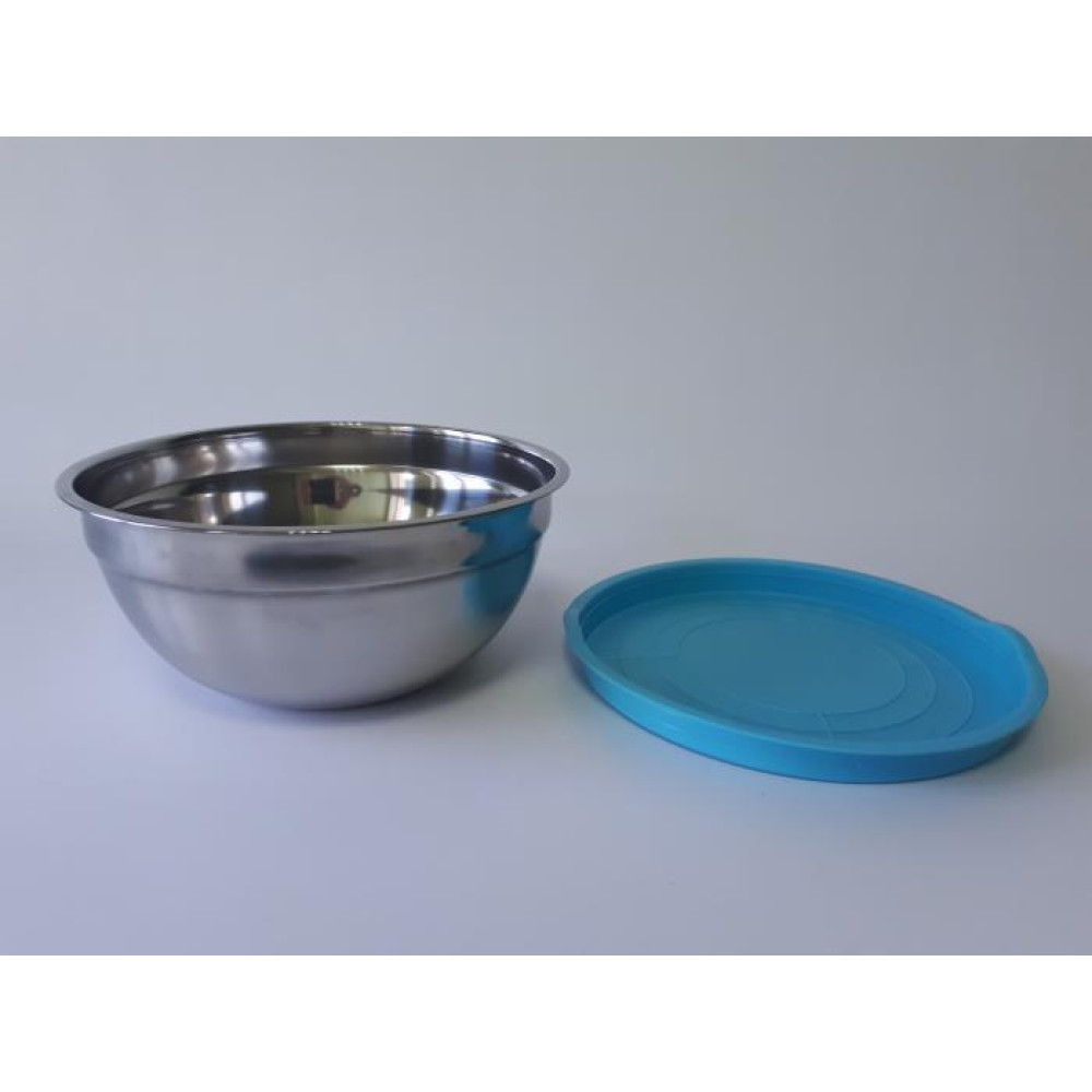 Миска кухонная из нержавеющей стали глубокая с крышкой D 28 cm H 12,5 cm 5 литра для столовой Нержавейка