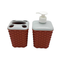 Набор аксессуаров для ванной комнаты пластиковый Дозатор для жидкого мыла и стакан подставка для зубных щеток