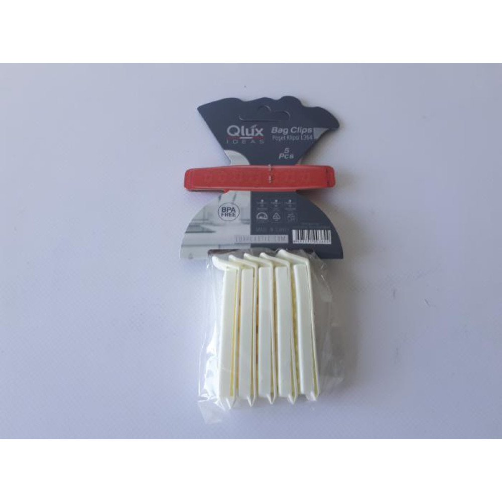 Зажим держатель для пакетов пластиковый Защипы прищепки для пакетов Qlux L-364 Клипсы в наборе 5 штук 7*2 cm