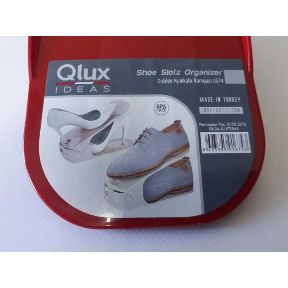 Подставка под обувь пластиковая QLUX IDEAS L-674 Стойка обувная двойная Органайзер для хранения обуви L 28