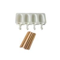 Форма силиконовая для мороженого Эскимо и евродесертов с палочками в наборе 4 штуки 21*12 cm / 7*4 cm H 1,5 cm