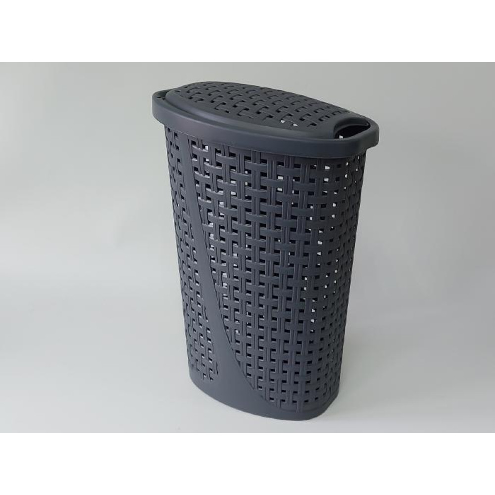 Кошик бак з кришкою для брудної білизни великий пластиковий 2129 07 Bursev Plastik 40*32 cm H 59 cm 45 літрів