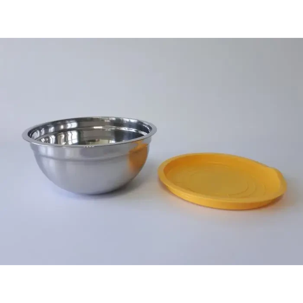 Миска кухонная из нержавеющей стали глубокая с крышкой D 22 cm H 10 cm 2,2 литра для столовой Нержавейка