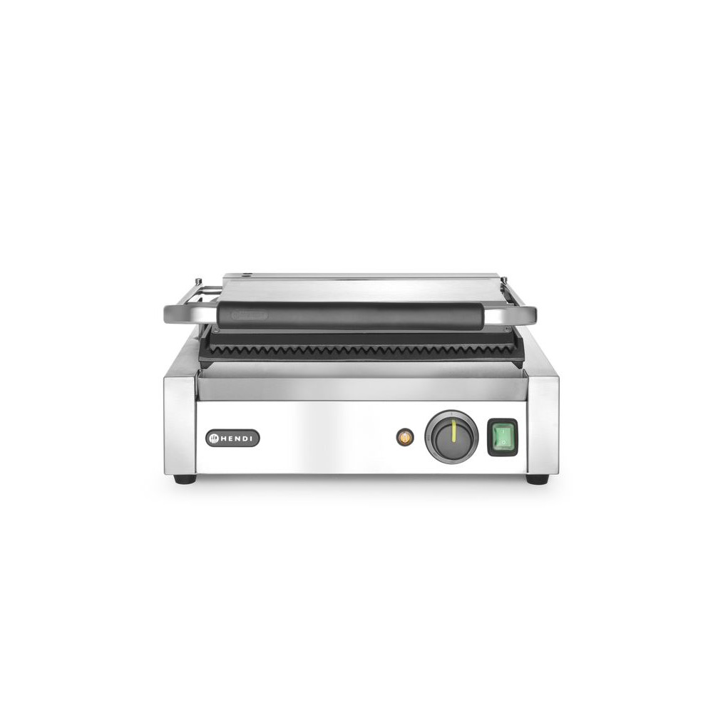 Гриль контактний PANINI, верхня та нижня поверхні - рифлені, 230В/2200Вт, 432x396x(H)214мм 263655 Hendi Stainless steel