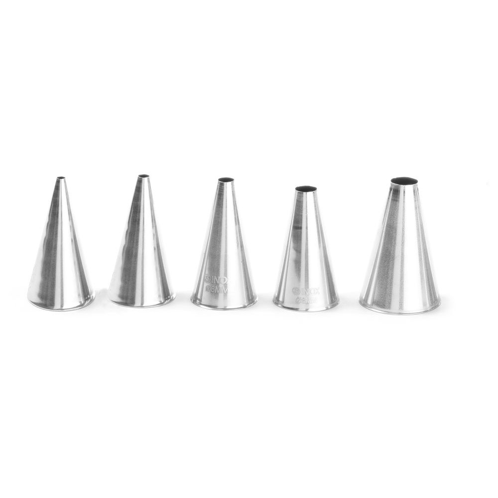 Насадки для кондитерських мішків, форма проста, 5 шт., ø2-4-6-8-10 мм 551691 Hendi 18/10 Stainless steel
